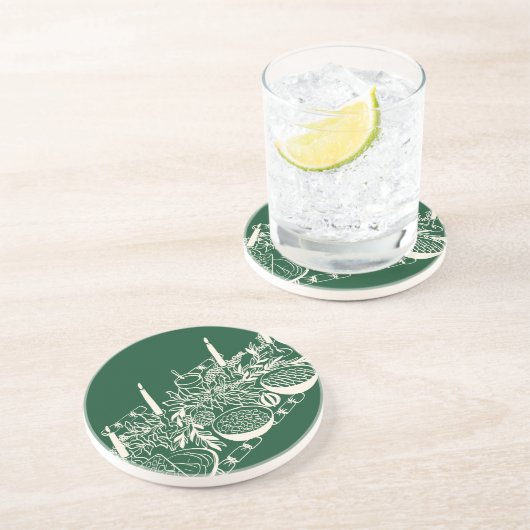 Personalized Merry Christmas Table Minimal Design Zandsteen Onderzetter (Zijkant)