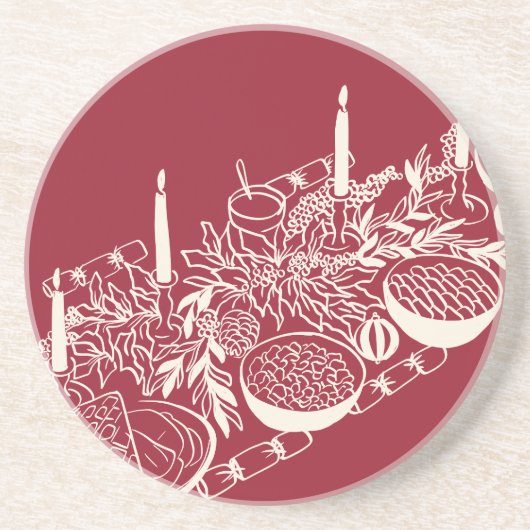 Personalized Merry Christmas Table Minimal Design Zandsteen Onderzetter (Voorkant)