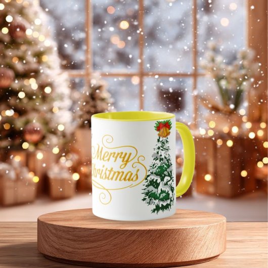 : Personalized Merry Christmas Tree Watercolor Mug Mok