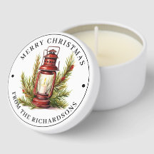 Personalized, Merry Christmas Vintage Red Lantern 