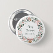 Personalized Merry Christmas Wreath Ronde Button 5,7 Cm (Voorkant /achterkant)