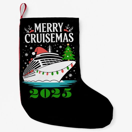 Personalized Merry Cruisemas Cruise Ship Family  Kleine Kerstsok (Voorkant)