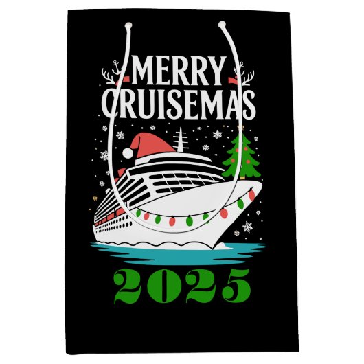 Personalized Merry Cruisemas Cruise Ship Family Medium Cadeauzakje (Voorkant)