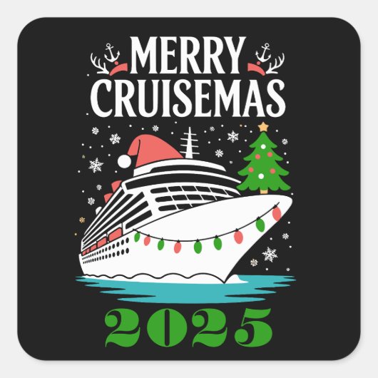 Personalized Merry Cruisemas Cruise Ship Family  Vierkante Sticker (Voorkant)