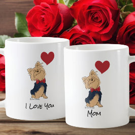 Personalized Message Love You Yorkie Cute Dog Art Koffiemok