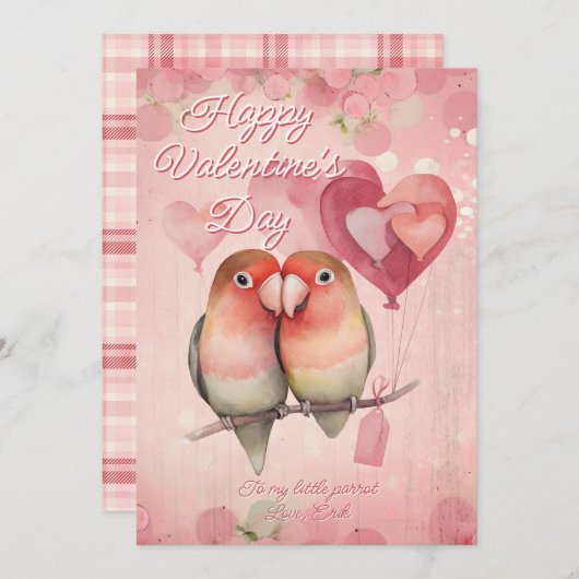 Personalized Message Parrot Animal Valentines Day Feestdagenkaart (Voorkant / Achterkant)