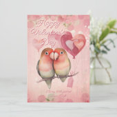 Personalized Message Parrot Animal Valentines Day Feestdagenkaart (Staand voorkant)