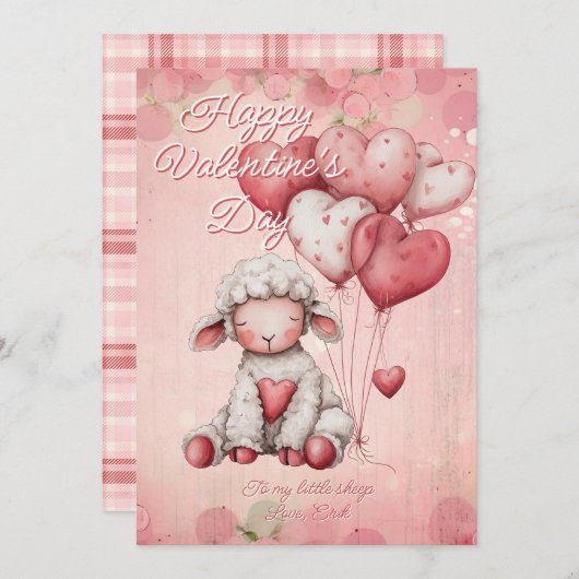 Personalized Message Sheep Animal Valentines Day Feestdagenkaart (Voorkant / Achterkant)