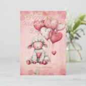 Personalized Message Sheep Animal Valentines Day Feestdagenkaart (Staand voorkant)