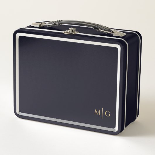 Personalized Metal Lunch Box with Simple Monogram (Voorkant)