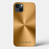 Personalized Metallic Radial Gold Texture Case-Mate iPhone Case (Achterkant)
