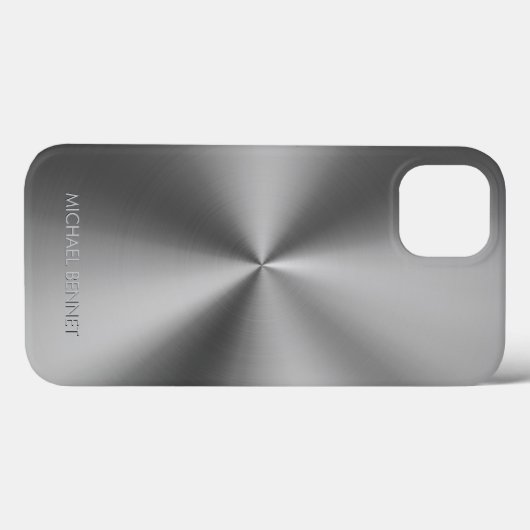 Personalized Metallic Radial Silver Texture Case-Mate iPhone Case (Achterkant (horizontaal))
