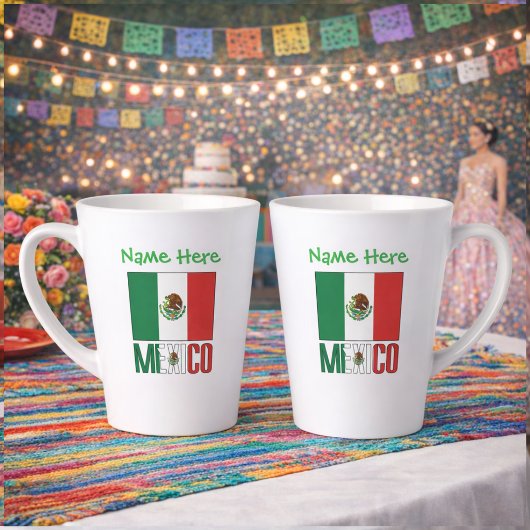 Personalized Mexico Flag Name Design Latte Mok
