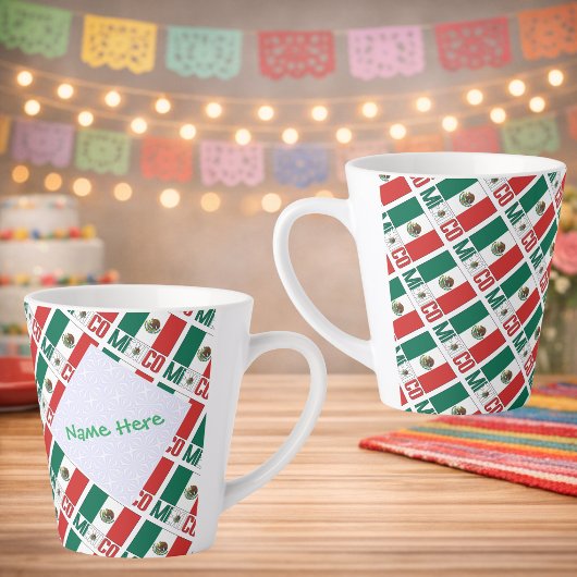 Personalized Mexico Flag Tiled Latte Mok