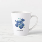 Personalized Midnight Bloom Blue Floral Latte Mug Mok (Rechts)