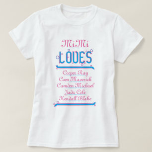 PERSONALIZED MiMi houdt van haar kleinkinderen T-shirt