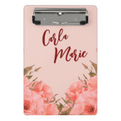 Personalized Mini Clipboard | Pink Floral Design Mini Klembord (Voorkant)