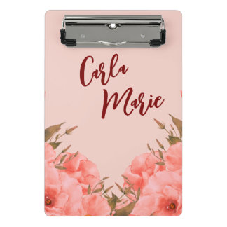 Personalized Mini Clipboard | Pink Floral Design Mini Klembord