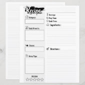 Personalized Minimal Basic Blank Recipe Page Sheet (Voorkant / Achterkant)