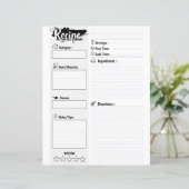 Personalized Minimal Basic Blank Recipe Page Sheet (Staand voorkant)