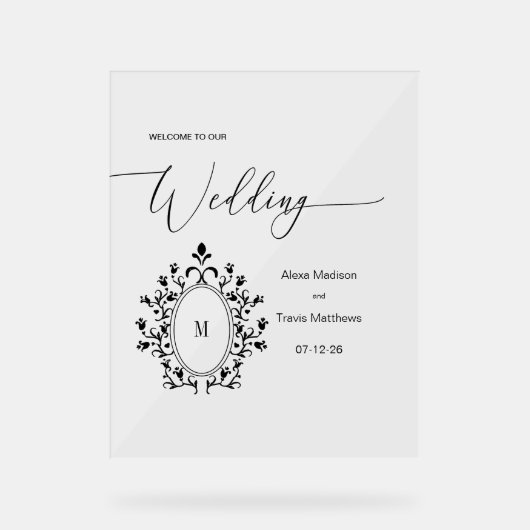 Personalized Minimal Monogram Wedding sign Acryl Bord (Voorkant)