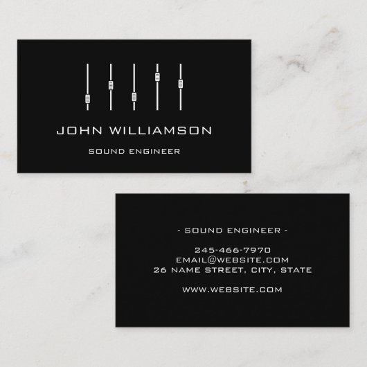 Personalized minimal Sound Engineer Engineering Visitekaartje (Voorkant / Achterkant)