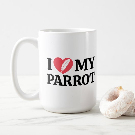 Personalized Minimal White Parrot Love Quote Koffiemok (Met donut)