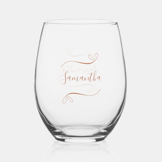 Personalized Minimal  Wijnglas Zonder Voet (Voorkant)