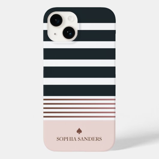 Personalized Minimalist Black Stripes Pattern Case-Mate iPhone Case (Achterkant)