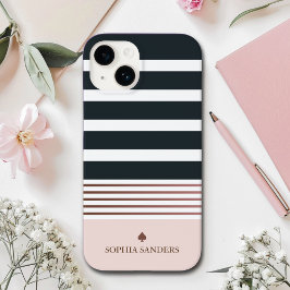 Personalized Minimalist Black Stripes Pattern Case-Mate iPhone 14 Hoesje