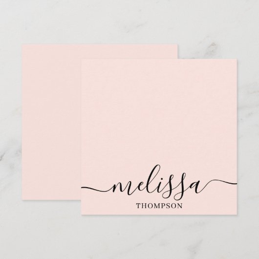 Personalized Minimalist Calligraphy Script Pink Notitiekaartje (Voorkant / Achterkant)