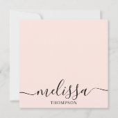 Personalized Minimalist Calligraphy Script Pink Notitiekaartje (Voorkant)