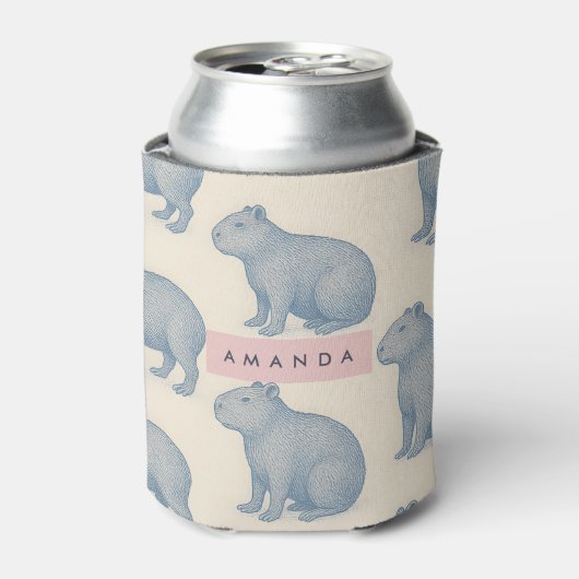 Personalized Minimalist Cute Capybara Pattern Blikjeskoeler (Blikje Voorkant)
