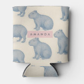 Personalized Minimalist Cute Capybara Pattern Blikjeskoeler (Voorkant)