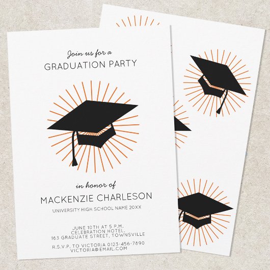 Personalized Minimalist Graduation Cap Party Kaart