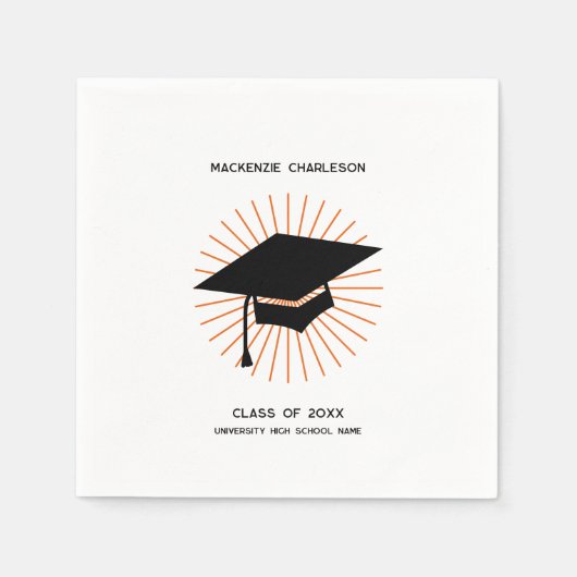 Personalized Minimalist Graduation Cap Party Servet (Voorkant)