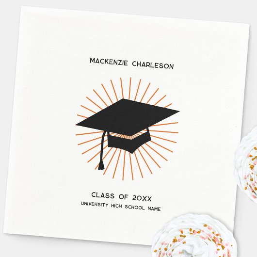 Personalized Minimalist Graduation Cap Party Servet