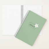 Personalized Minimalist Green Flower Notebook Notitieboek (Binnen)