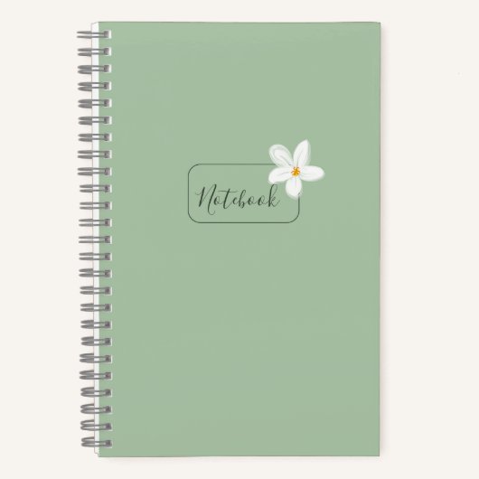 Personalized Minimalist Green Flower Notebook Notitieboek (Voorkant)
