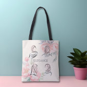 Personalized Minimalist Hijab Line Art Floral Tote Bag