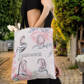 Personalized Minimalist Hijab Line Art Floral Tote Tote Bag
