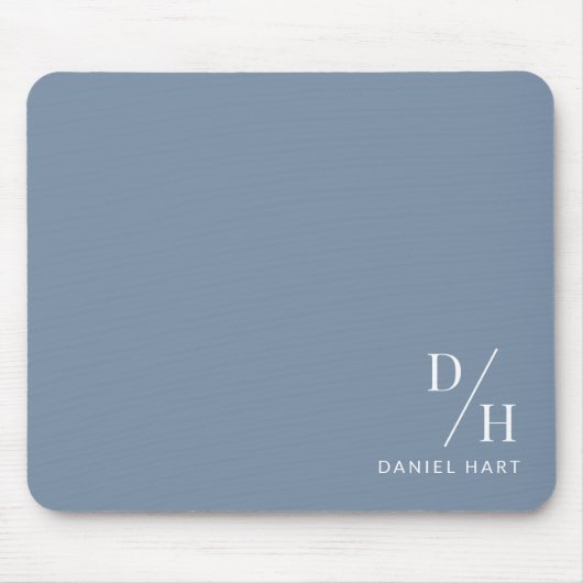 Personalized Minimalist Initial Name Dusty Blue Muismat (Voorkant)