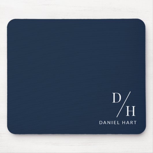 Personalized Minimalist Initial Name Navy Blue Muismat (Voorkant)