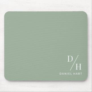 Personalized Minimalist Initial Name Sage Green Muismat