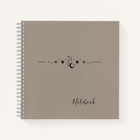 Personalized Minimalist Moon & Star Crystal Notebo Notitieboek (Voorkant)