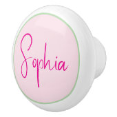 Personalized Minimalist Name Pink Keramische Knop (Rechts)