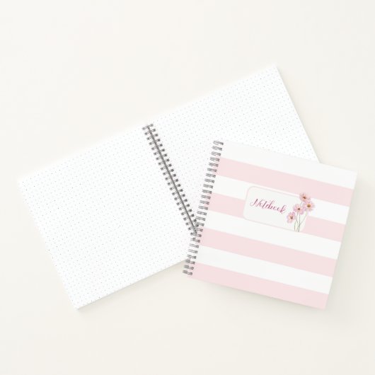 Personalized Minimalist Pink Floral Notebook Notitieboek (Binnen)