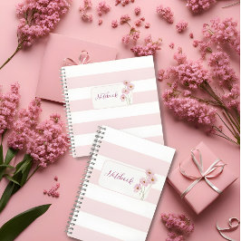 Personalized Minimalist Pink Floral Notebook Notitieboek