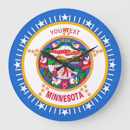 Personalized Minnesota State Flag Design on a a Grote Klok (Voorkant)