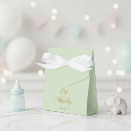 Personalized Mint Green Favor Box with Gold Script Bedankdoosjes